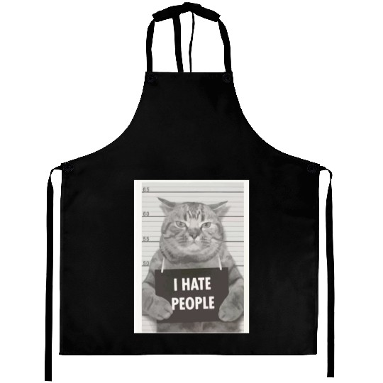 I hate people cat Aprons