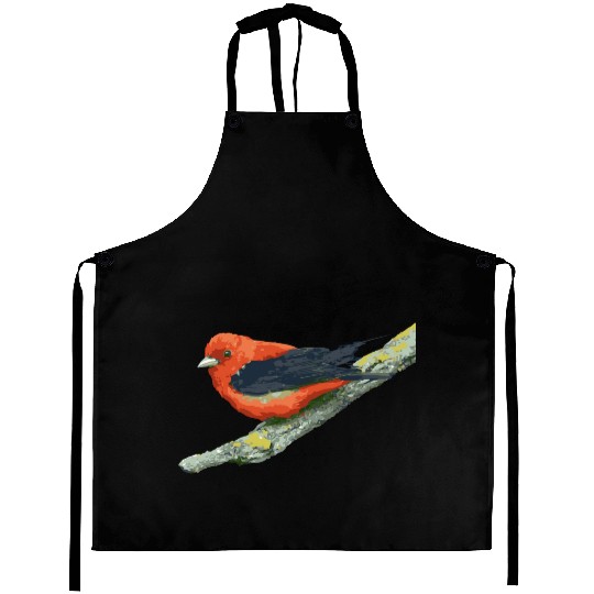 Red Bird watercolor effect Aprons