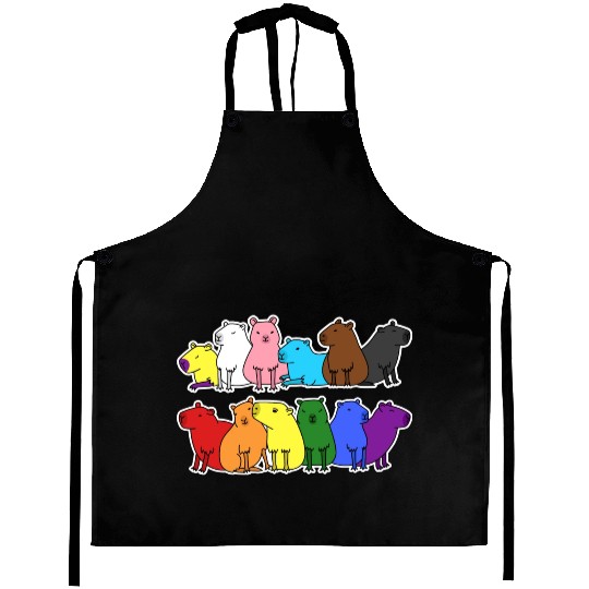 Pride Progress Flag Capybara Design for Equality Aprons