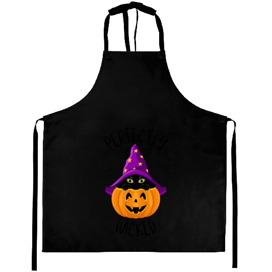 Wicked Cat Witch Funny Halloween Witch Aprons