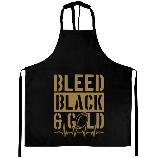 Bleed Black and Gold Group School Football Sports Aprons