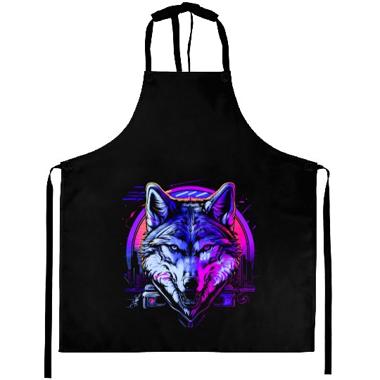 Retro Rhythm Wolf Aprons