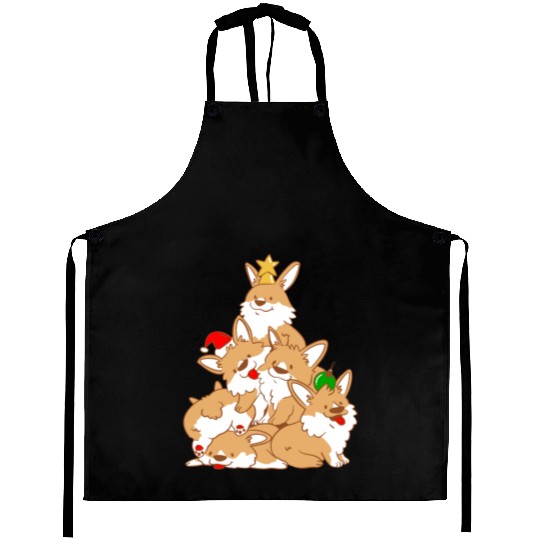 Corgi Dog Christmas Tree Animals Lover Xmas Aprons
