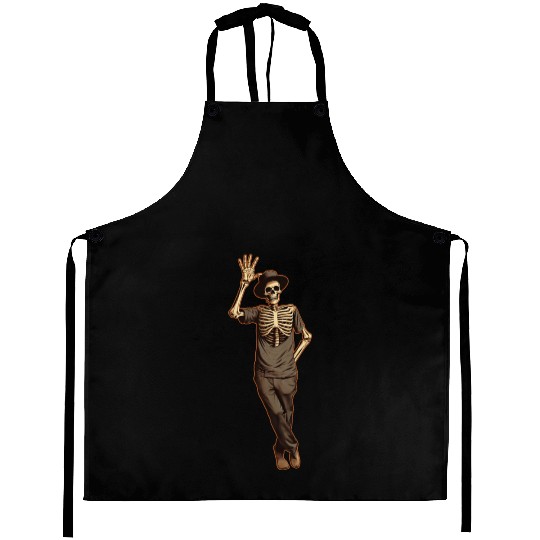 Halloween Skeleton Waving with Hand Aprons