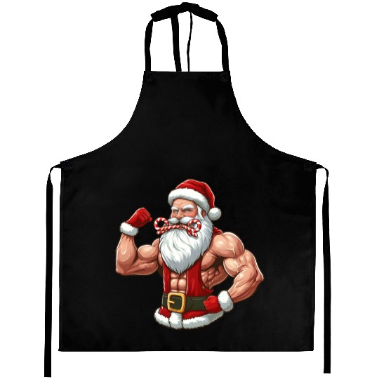 Muscular Santa Fit for the holidays Aprons