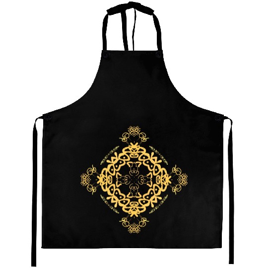 Intricate Gold Mandala Pattern Aprons