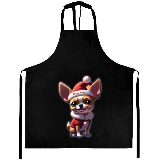 Little Chihuahua Merry Xmas Aprons