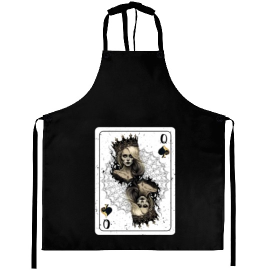 Queen of Spades Gothic Card Game Halloween Creepy Aprons