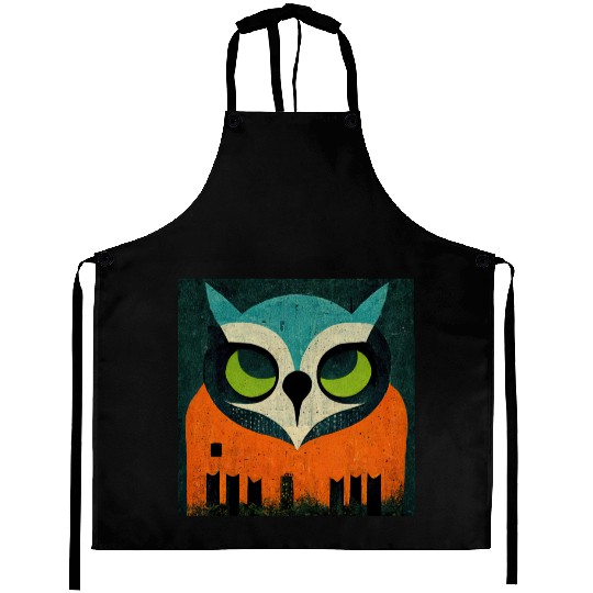 Mod Owl: Teal-Headed Owl Aprons