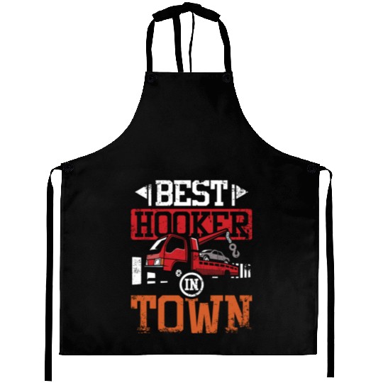 Funny best hoker in town Tow truck driver Aprons