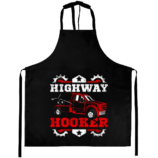 Funny highway hoker Tow truck driver Aprons