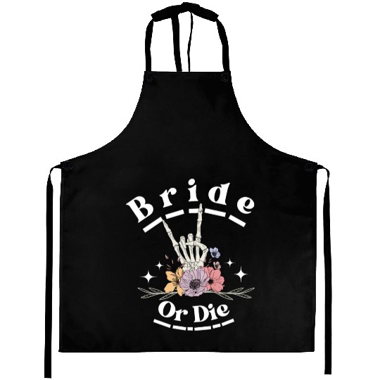 Bride Or Die Skeleton Hand Gothic Bachelorette Aprons