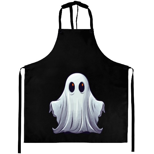 Funny Halloween Pumpkin With Cute Ghost Aprons