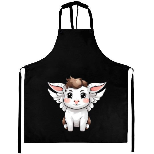 Heavenly Bond: Cow & Calf with Angel Wings Aprons