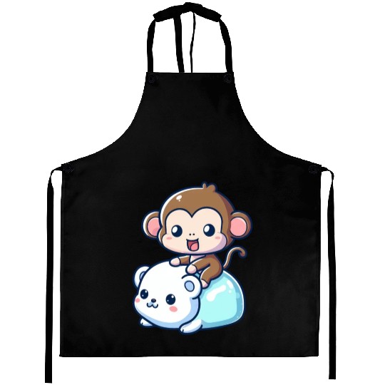 Polar Bear Cute Monkey Companion Aprons