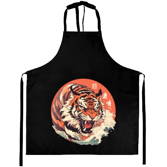 Tokyo Asia 80s Japanese Retro Tiger Aprons