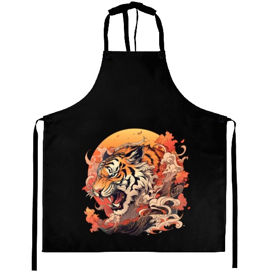 Tokyo Asia 80s Japanese Retro Tiger Aprons