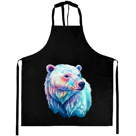 Polar Bear Roar in Winter Wonderland Watercolor Aprons