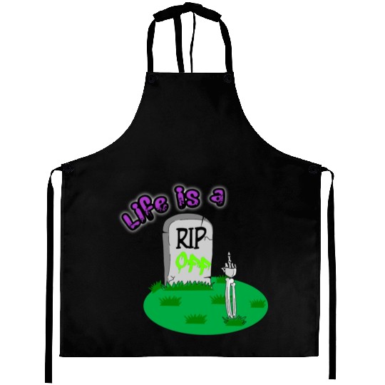 Rip Off Creepy Spooky Dark Joke Cartoon Mood Aprons