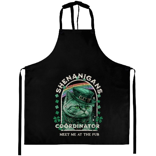 Funny Irish Beer Loving Cat Aprons