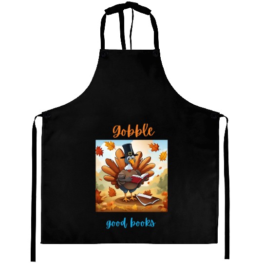Gobble Good Book Thanksgiving Library Turkey Fall Aprons