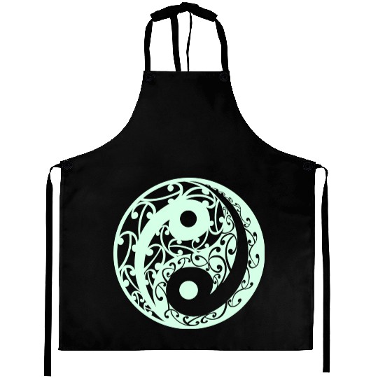Yin And Yang In A Light Green Colour Aprons