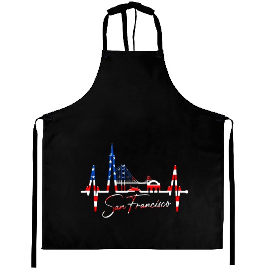 San Francisco Skyline Heartbeat California Lover Aprons