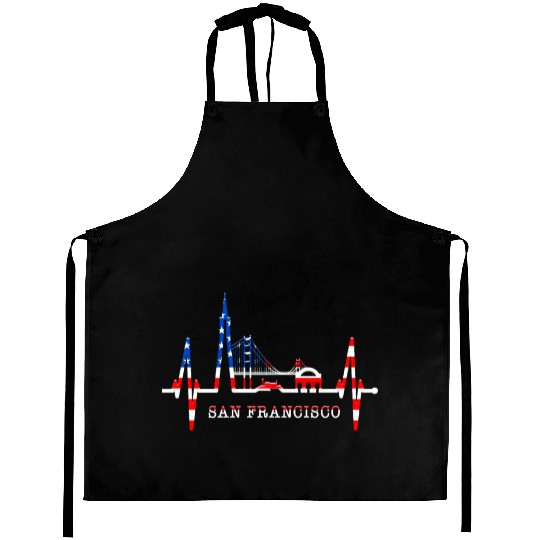 San Francisco Skyline Heartbeat California Lover Aprons