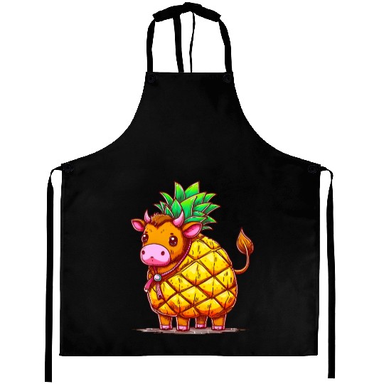 Cow in pineapple costume - Fruity joy Aprons