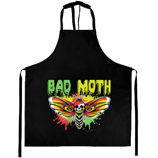 Bad moth | fancy skull colored moth art Aprons