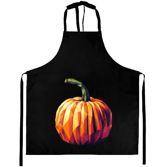 Autumn Magic: Geometric Pumpkin in Polygon Art Aprons