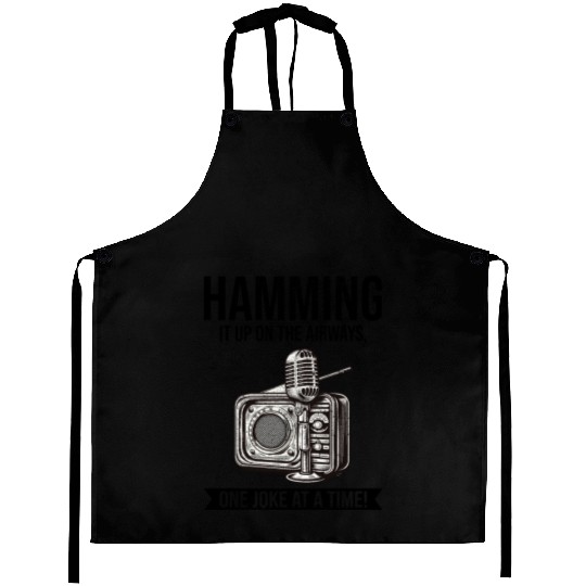 Amateur Vintage Radio Ham Operator Microphone Aprons