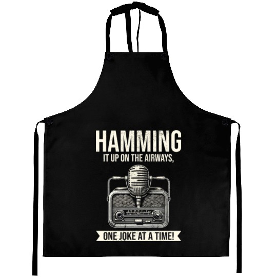Amateur Vintage Radio Ham Operator Microphone Aprons
