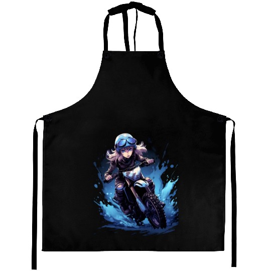 Dirt Bike Anime Girl Ice Racing Motorcycle Ice Aprons