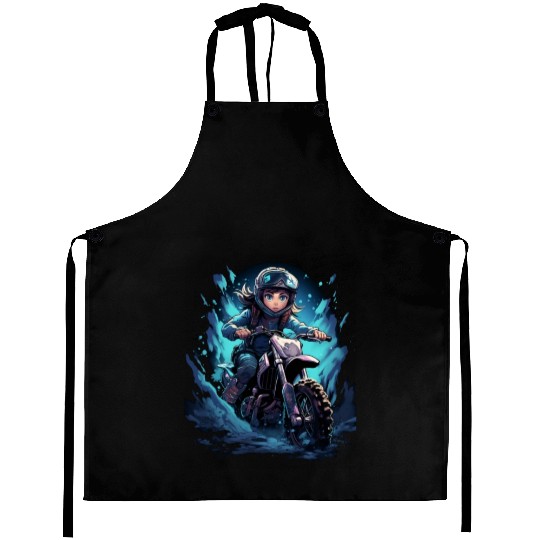 Dirt Bike Anime Girl Ice Racing Motorcycle Ice Aprons