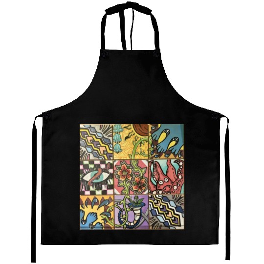 Hand painted wooden squares art by KateToxin Aprons