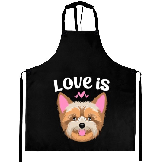 Love Is Yorkie Face Yorkshire Terrier Dog Aprons