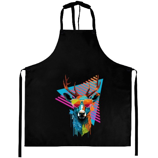 Deer with sunglasses 80s 90s Aprons