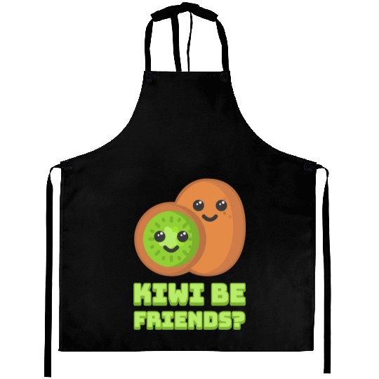 Kiwi Be Friends? Cute Kiwi Cartoon Aprons