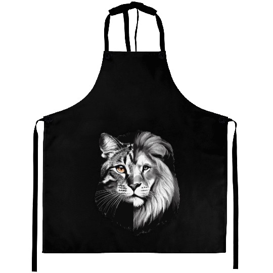 cat half lion design art Aprons