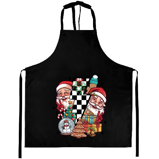 Retro Christmas, Santa, Groovy, Disco Ball, Frosty Aprons
