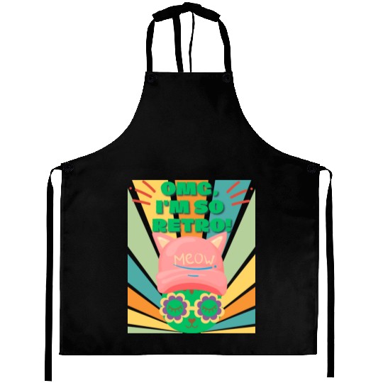 Omg I'm So Retro Cool Cat Aprons