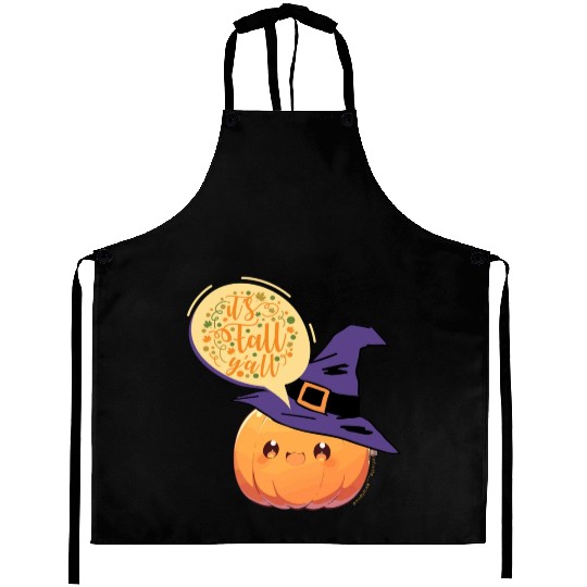 Cute Little Witch Pumpkin WithFall Greeting Aprons