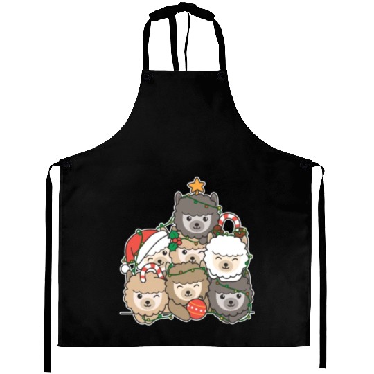 Alpaca Christmas Tree Funny Animal Christmas Aprons
