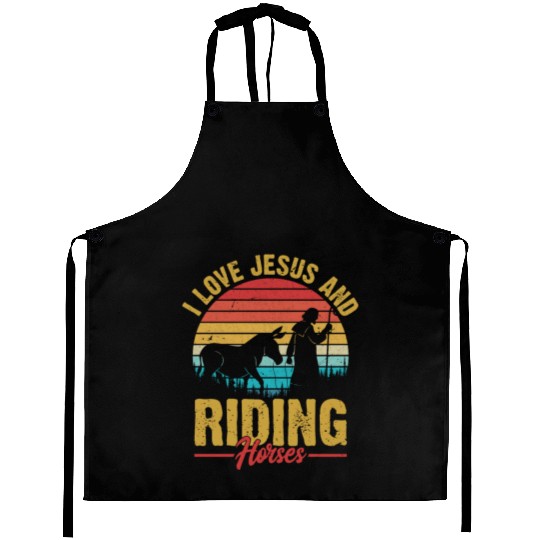 I Love Jesus And Riding Horses Riding Woman Horseb Aprons