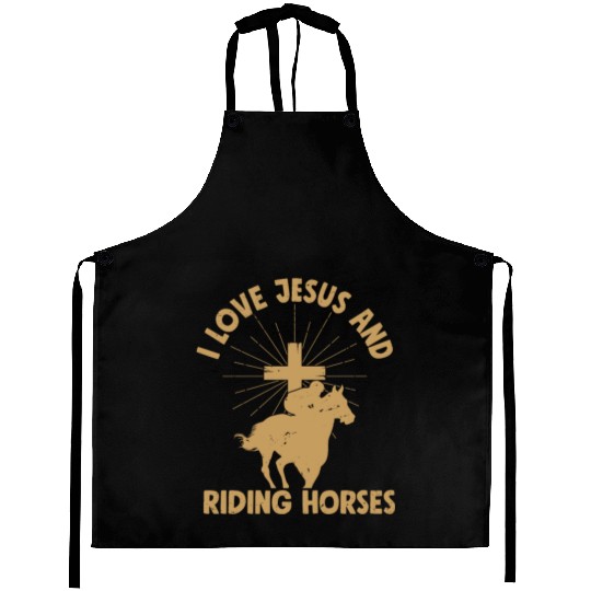 I Love Jesus And Riding Horses Horseback Riding Wo Aprons