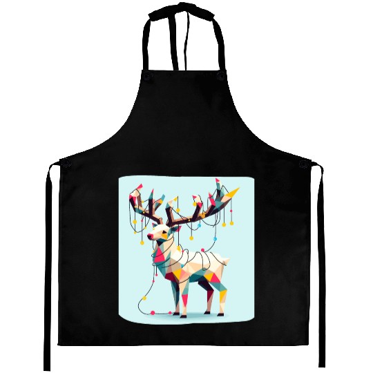 Geometric reindeer with christmas lights Aprons