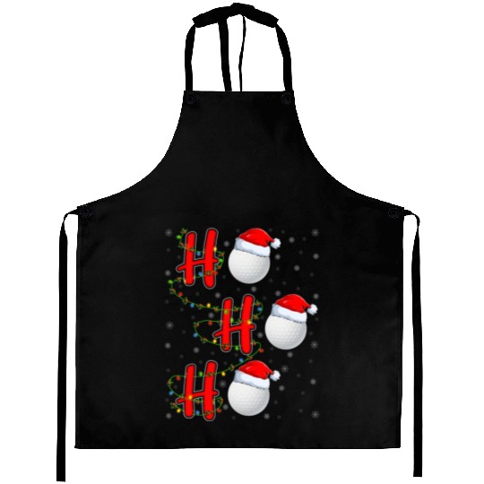 Golf Lighting Xmas Santa Ho Ho Ho Golf Christmas Aprons