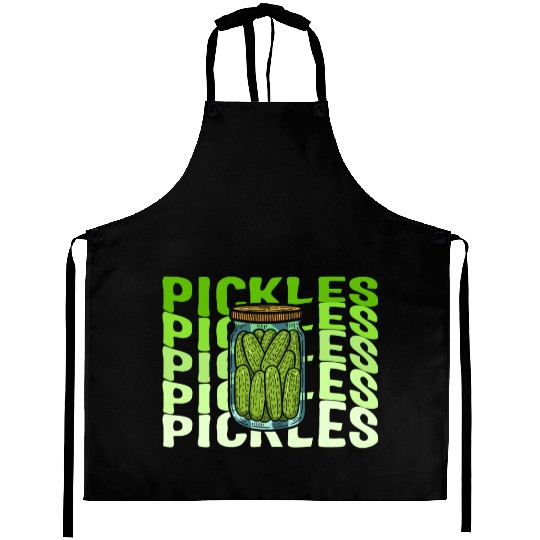 Pickle Aprons, Jar Of Pickles Cute Retro Green Aprons