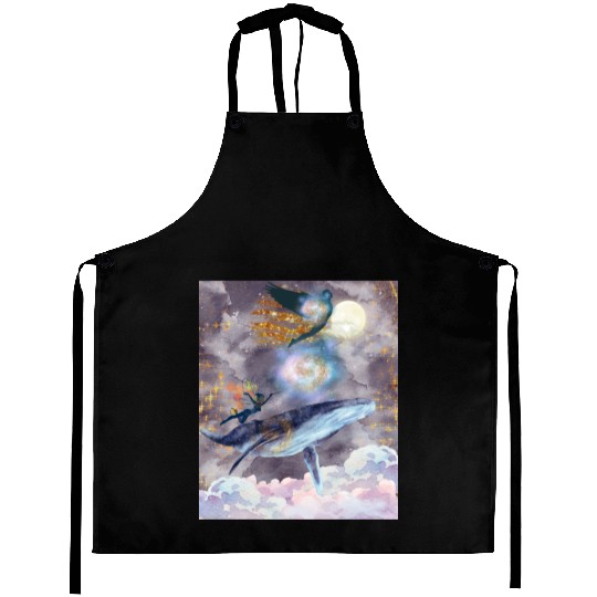 Whale's Celestial Journey Aprons